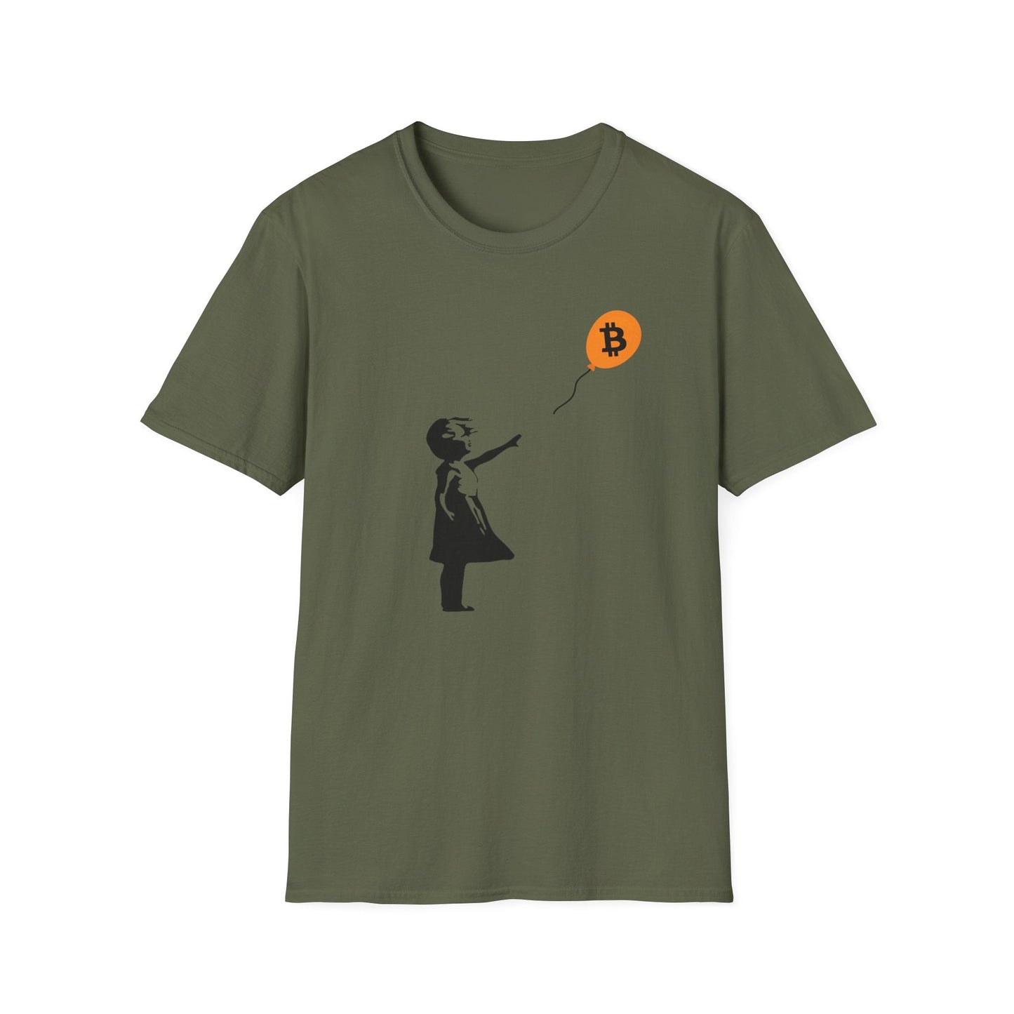 Softstyle Banksy Girl With Balloon Bitcoin T-Shirt