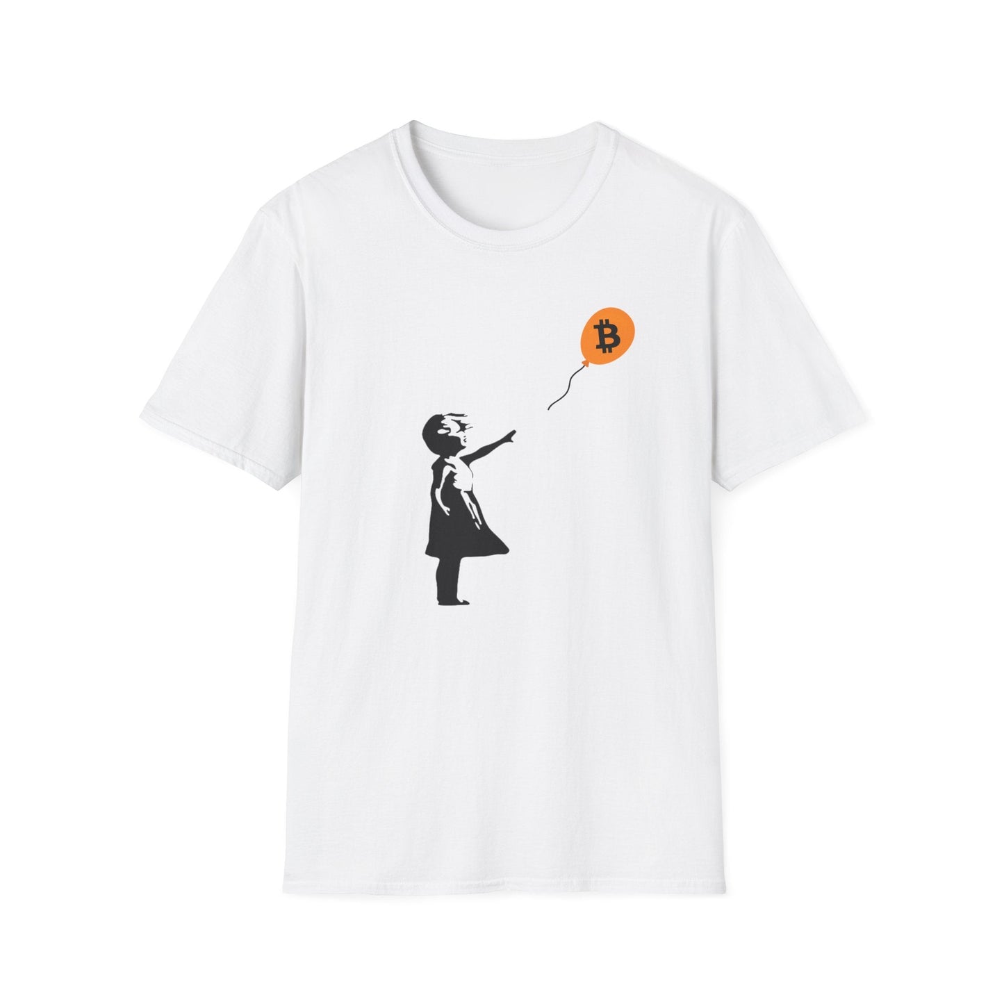 Softstyle Banksy Girl With Balloon Bitcoin T-Shirt